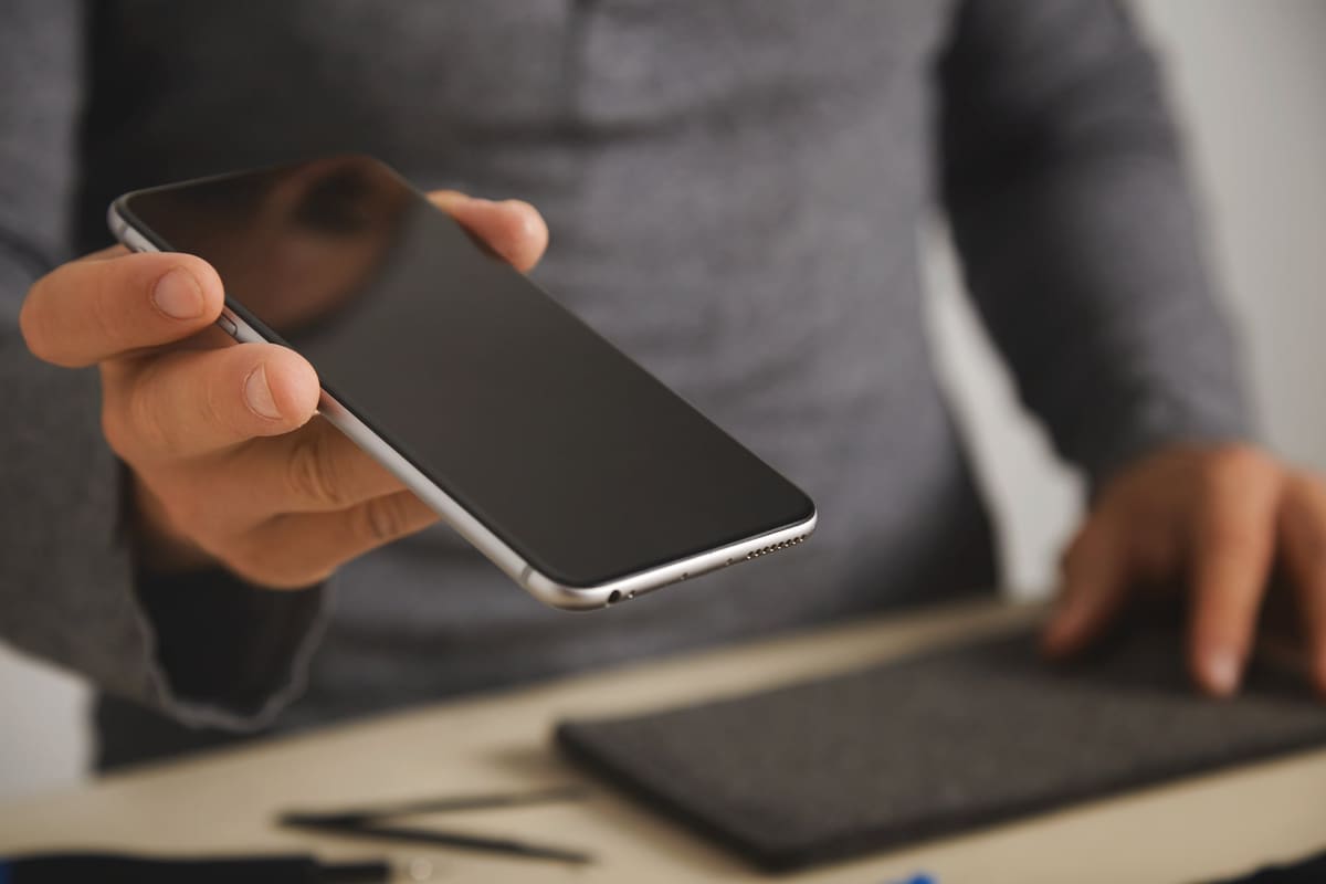 Close-up of a smartphone after a screen replacement service