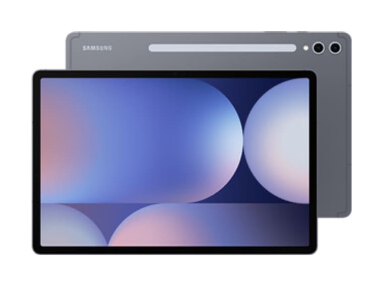 A Samsung Galaxy tablet, shown from the back and the front